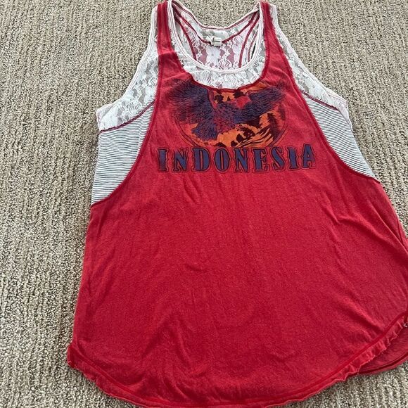 Free People Red Boho Tank Top - Picture 3 of 7